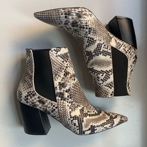 Leather Snakeskin Booties